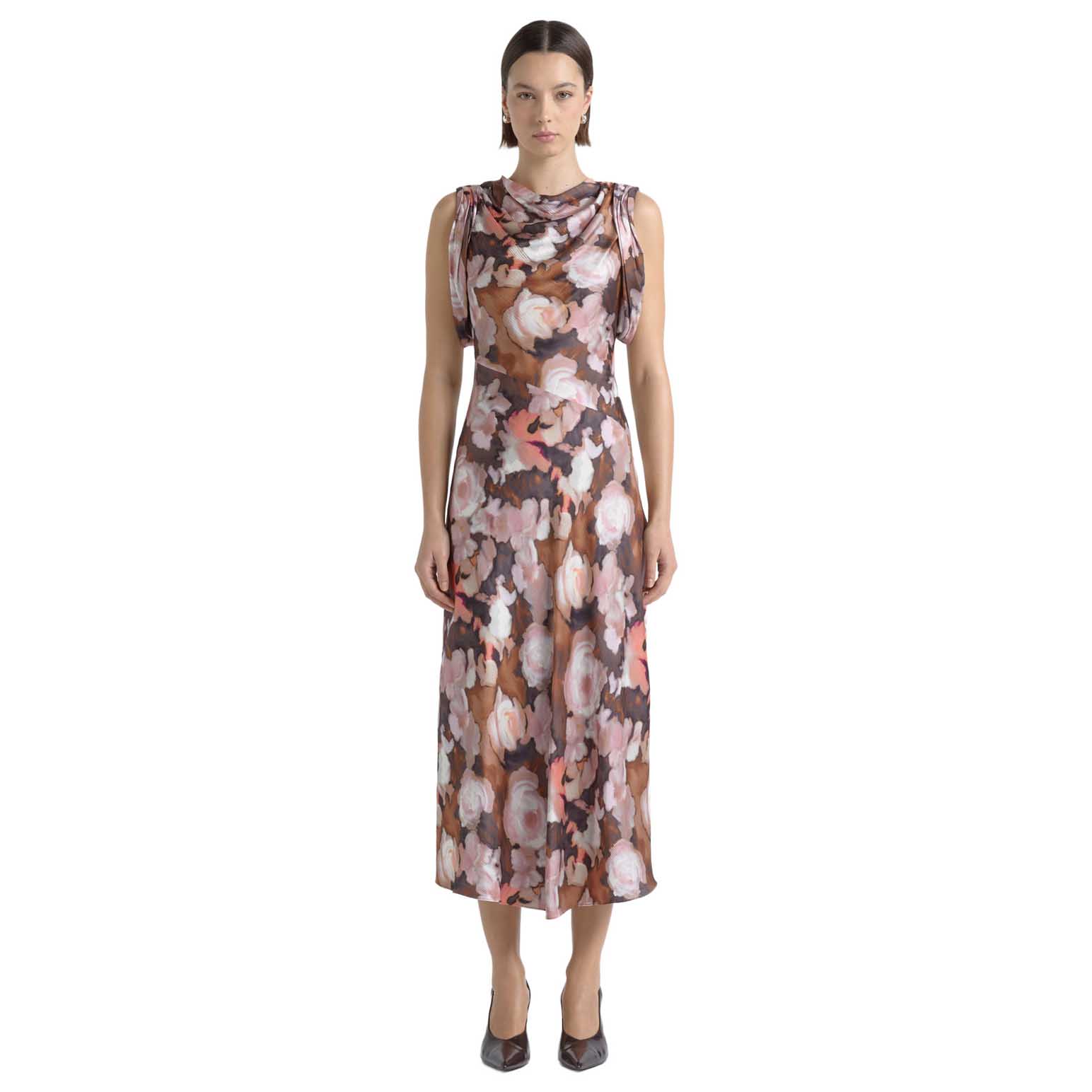 Cue Print Cowl Neck Midi Dress
